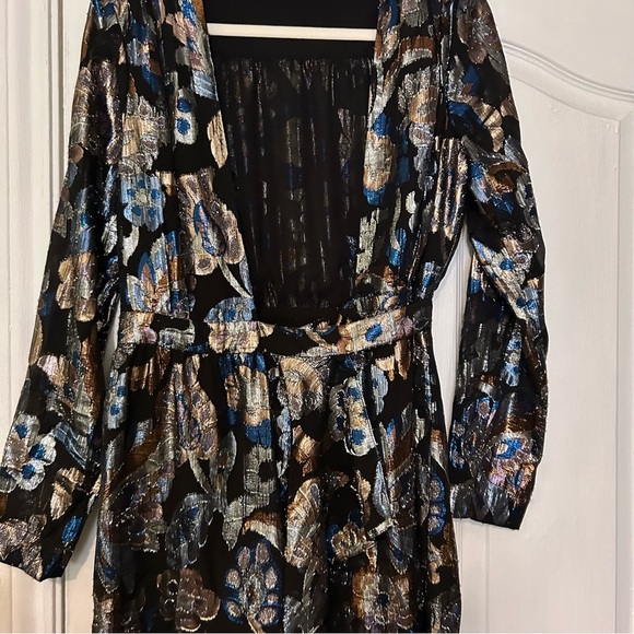 Ramy Brook Womens Jacquard Mini Dress Metallic Floral - Medium Shaina Dresz - Picture 3 of 15